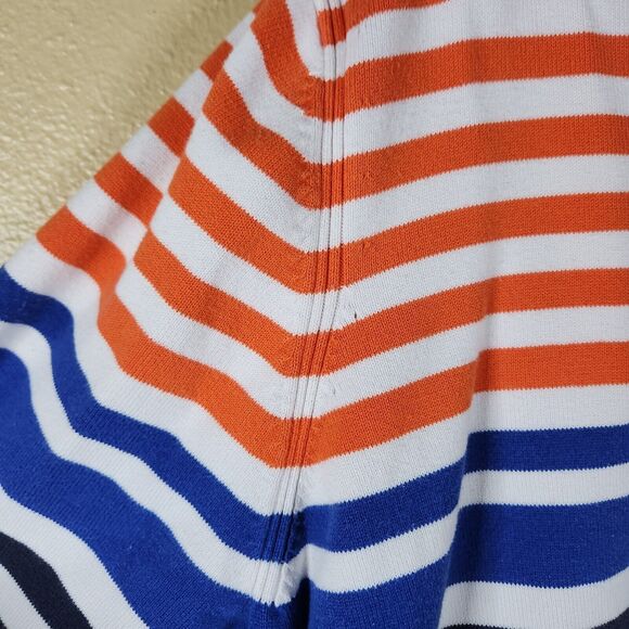 Vintage Tommy Hilfiger Mockneck Zip Sweater Wmn's 3X Orange Yellow Striped Y2K - Picture 6 of 10